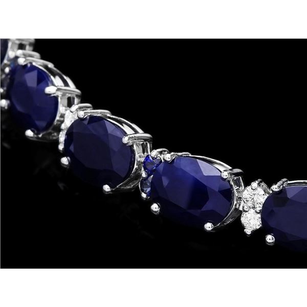 14k Gold Bracelet 37.50ct Sapphire & 0.60ct Diam