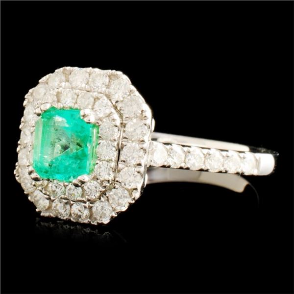 0.62ct Emerald & 0.79ctw Diamond Ring in 18K Gold