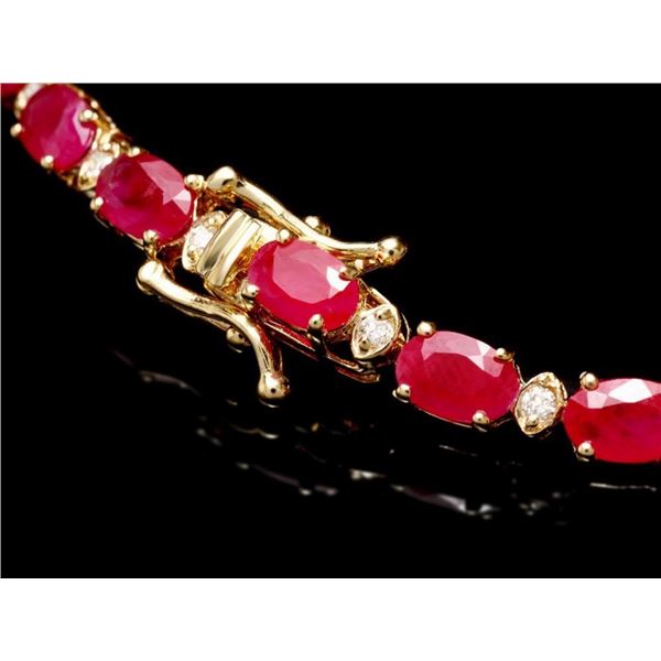 11ct Ruby & 0.5ct Diamond Bracelet in 14k Gold