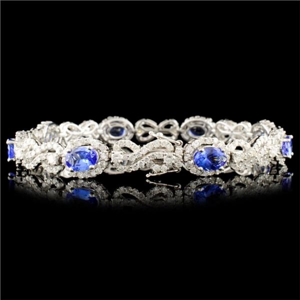 18K Gold Bracelet 5.52ct Tanzanite & 4.38ctw Diam