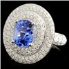 Image 1 : 18K Gold Ring Sapphire 3.01ct & Diamond 1.27ctw