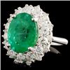 Image 1 : 14K Gold Ring 4.48ct Emerald & Diamond 1.71ctw
