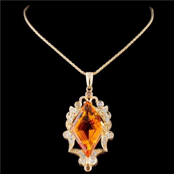 18.83ct Citrine & 0.97ctw Diam Pendant in 14K Gold