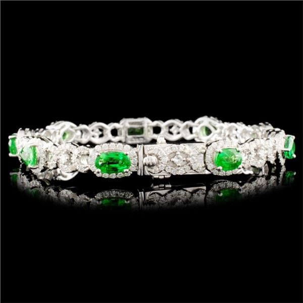 6.47ct Tsavorite & 2.35ctw Diam Bracelet in 18K Gold