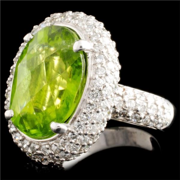 9.28ct Peridot & 2.40ctw Diam Ring in 14K Gold