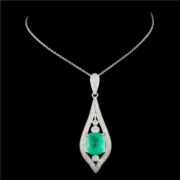 4.19ct Emerald & 0.90ct Diam Pendant in 18K WG