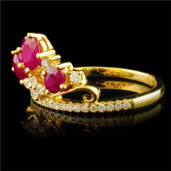 0.93ct Ruby & 0.27ctw Diamond Ring in 18k Gold