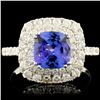 Image 2 : 2ct Tanzanite & 1ctw Diamond 18K Gold Ring