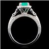 Image 3 : Emerald and Diamond Ring in 18K White Gold