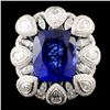 Image 2 : 17.56ct Tanzanite & 3.50ctw Diam Ring in 18K Gold