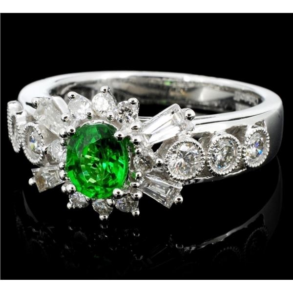 0.71ct Diamond & 0.57ct Tsavorite Ring in 18K WG