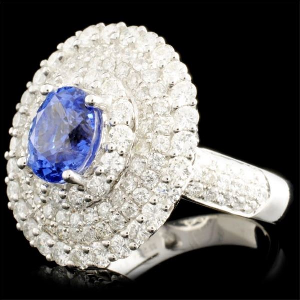 2.71ct Sapphire & 2.52ctw Diam Ring in 18K Gold