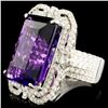 Image 1 : 18K Gold Ring 15.40ct Amethyst and 1.10ctw Diamonds
