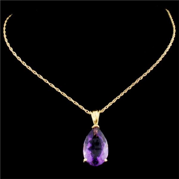 14K Gold Pendant with 5ct Amethyst