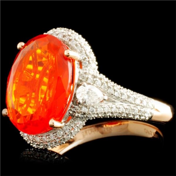 14K Gold Ring: 3.62ct Opal, 0.60ctw Diamonds