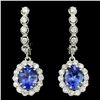 Image 2 : 14K Gold Earrings with 4ct Tanzanite & 1.4ct Diam