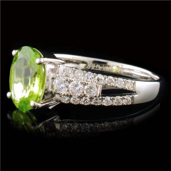 1.63ct Peridot & 0.43ctw Diam Ring in 14k Gold