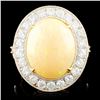 Image 2 : 14K Gold Opal & Diamond Ring: 5.51ct & 1.26ctw