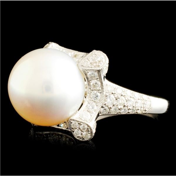 13.00MM Pearl & 1.45ctw Diam Ring in 14K Gold