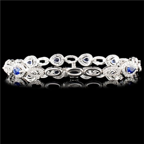 3.26ct Sapphire & 1.07ctw Diam Bracelet 14K Gold