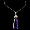Image 1 : Amethyst and Diamond Pendant in 14K Gold