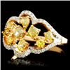 Image 1 : 18K Gold Ring with 1.34ctw Fancy Diamonds