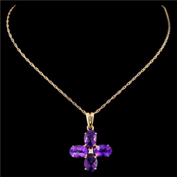4.10ct Amethyst & 0.02ctw Diam Pendant in 14K Gold