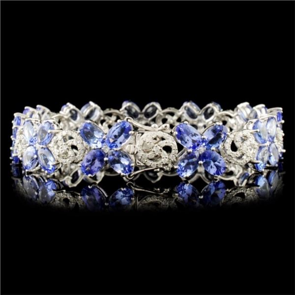 21.ct Tanzanite & 1.65ctw Diam Bracelet 14K Gold