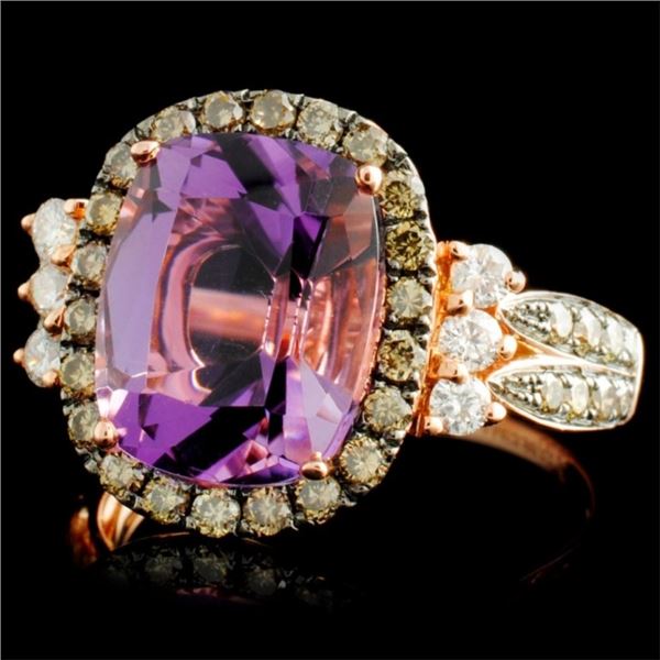 14K Gold Ring w/ 3.40ct Amethyst & 0.81ctw Diam