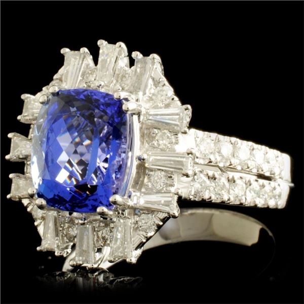 18K Gold Tanzanite & Diam Ring: 3.59ct & 1.05ctw