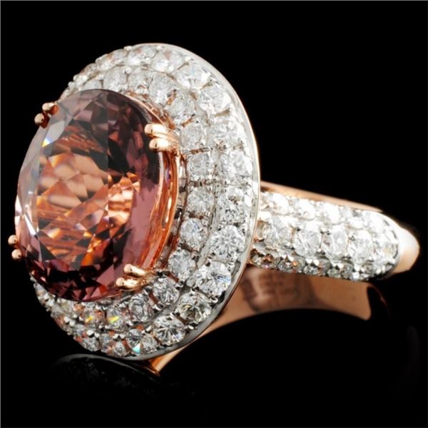 18K Gold Ring 6.02ct Tourmaline &  2.14ctw Diam