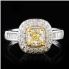 Image 2 : 1.25ctw Fancy Yellow Diamond Ring in 18k WG