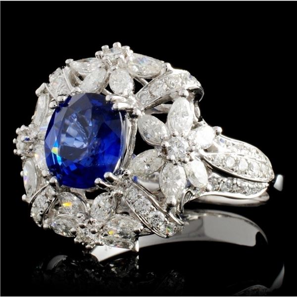 18K WG 2.01ct Sapphire & 1.77ct Diam Ring