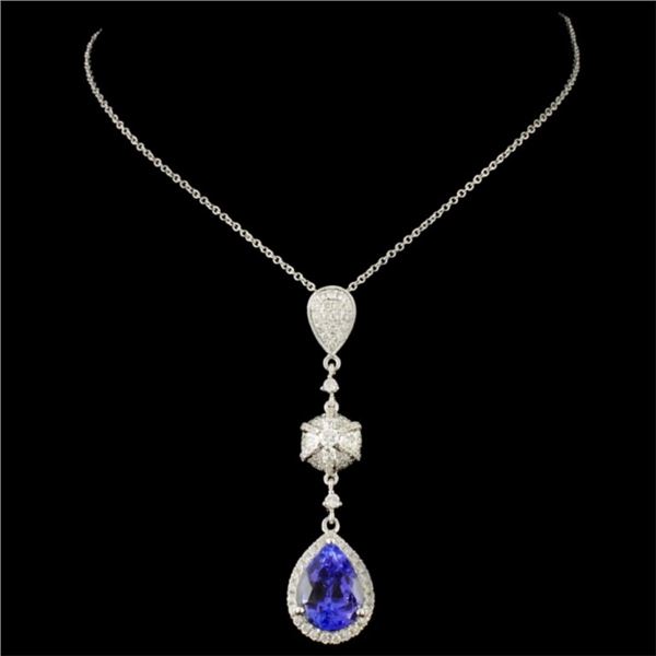 18K Gold Pendant 3.51ct Tanzanite and 0.56ctw Diam