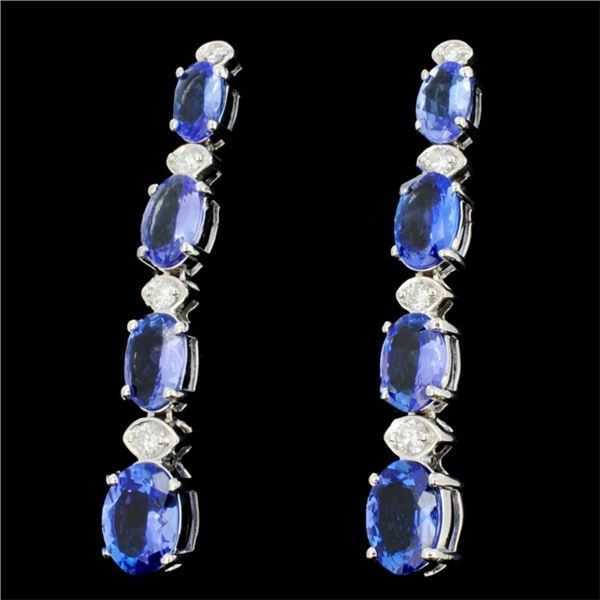 14K Gold Tanzanite & Diam Earrings (5.00ct & 0.35ctw)