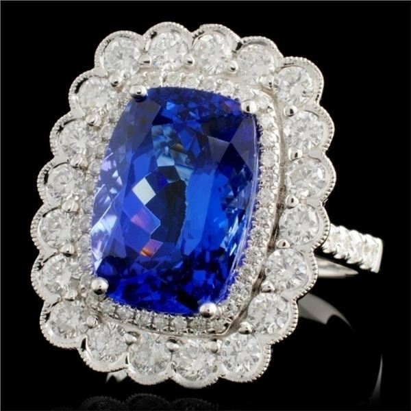 18K White Gold Tanzanite & Diamond Ring