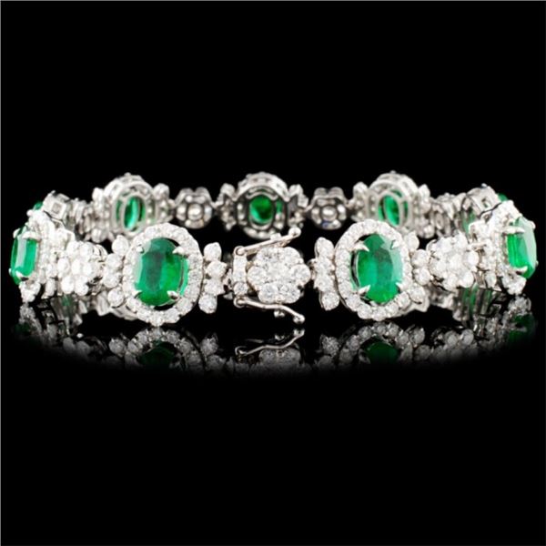 18K Gold Bracelet with 15ct Emerald & 7ct Diam
