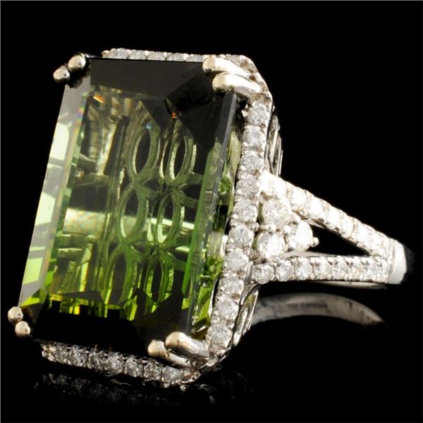 24.39ct Tourmaline & 0.97ctw Diam Ring in 14K Gold