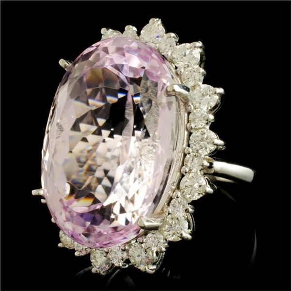 38.50ct Kunzite & 2.50ctw Diam Ring in 14K Gold