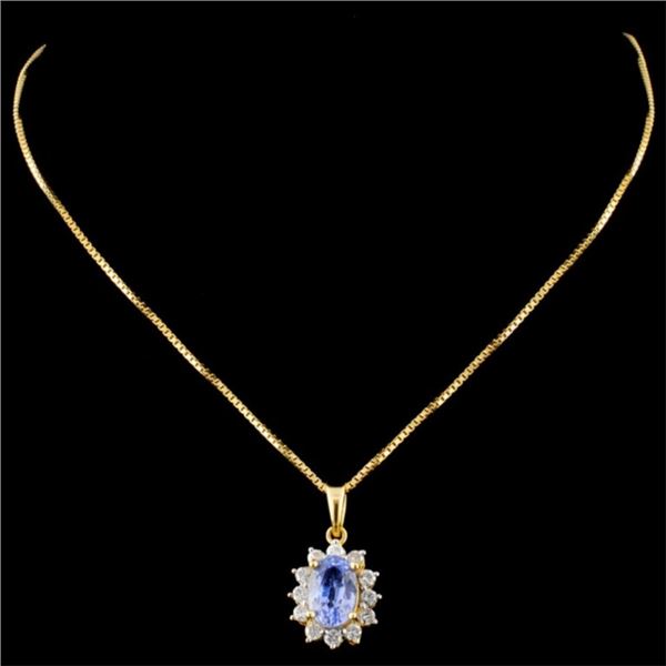 18K Gold Pendant 1.21ct Tanzanite & 0.21ctw Diam