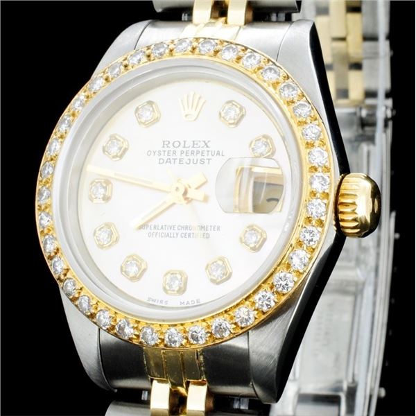 Diamond Ladies Rolex YG/SS DateJust Watch