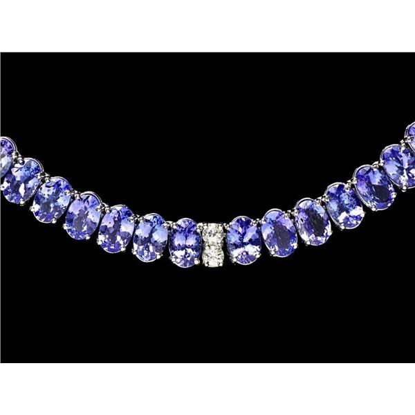 55.00ct Tanz & 1.35ct Diam Necklace in 14k Gold