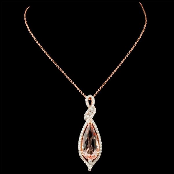 4.09ct Morganite & 0.80ctw Diam Pendant 14K Gold