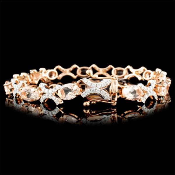 7.80ct Morganite & 1.51ctw Diam Bracelet in 14K Gold