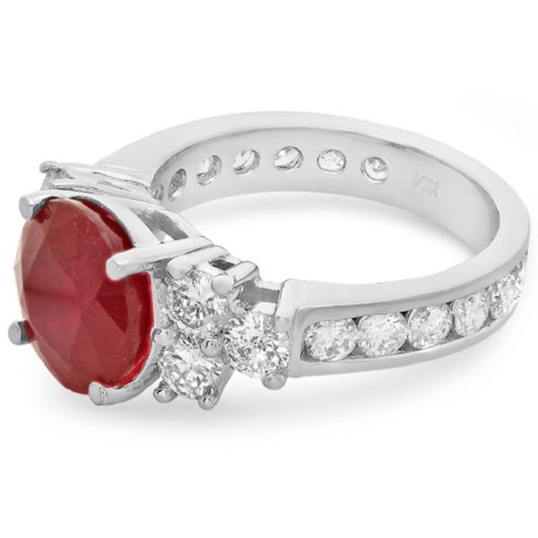 14K Gold Ruby & Diamond Ring: 5.00ct & 1.80ct