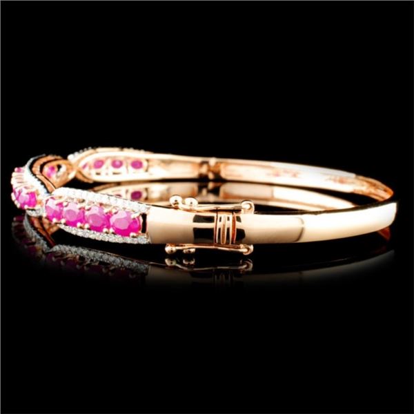3.96ctw Ruby & .63ctw Diam Bangle in 14K Gold