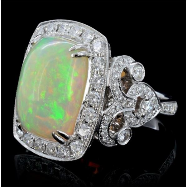 18K Gold Opal & Diamond Ring, 6.76ct & 2.61ct