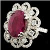 Image 1 : 18K Gold Ruby & Diam Ring - 6.07ct & 1.80ctw