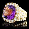 Image 1 : 12ct Amethyst & 4.89ctw Diamond Ring in 18K Gold