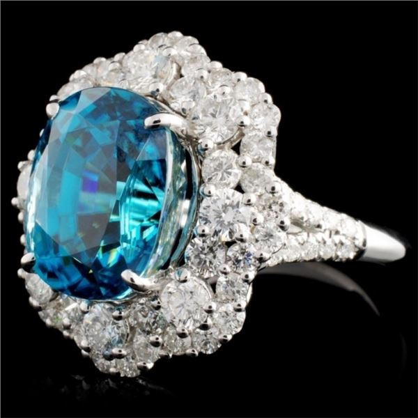 18K Gold Ring: 10.40ct Zircon & 2.05ctw Diamonds